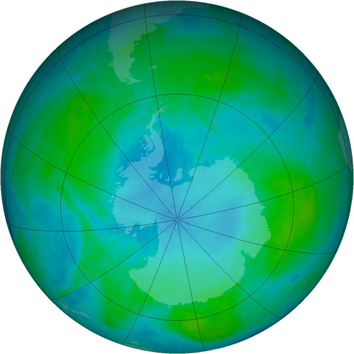 Antarctic ozone map for 31 January 2002